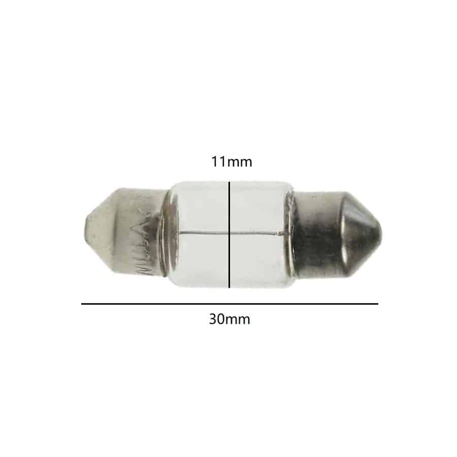 11mm x 30mm 12V 10W Festoon Lamp Light Bulbs (Pack of 5) - Image 2