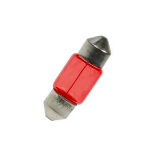 11mm x 30mm 12V 10W Red Festoon Lamp Light Bulbs (Pack of 5)