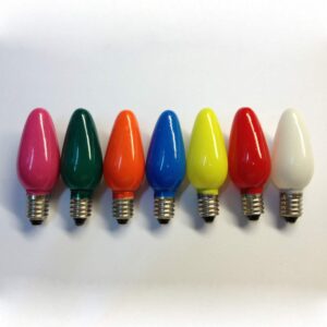 7X Replacement Christmas Light Bulbs 20V 3W E10 Opaque Multi Coloured Small MES Screw In Cone Shaped Bulbs