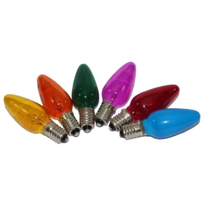 6X Replacement Christmas Light Bulbs 20V 3W E10 Multi Coloured Small MES Screw In Cone Shaped Bulbs