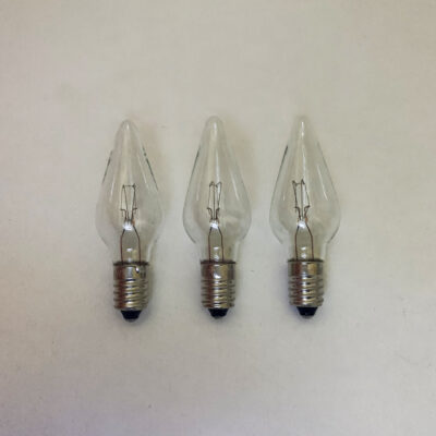 3X Replacement Christmas Light Bulbs 20V 3W E10 Clear Small MES Screw In Cone Shaped Bulb