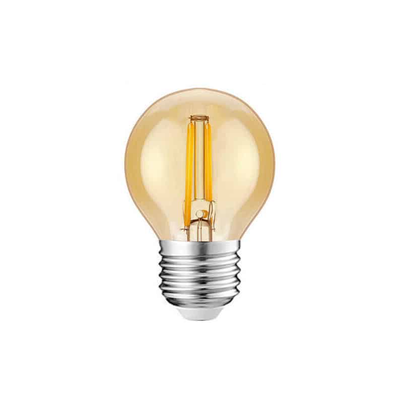 Amber Very Warm White Filament LED Round Household Light Bulb 2W - E27