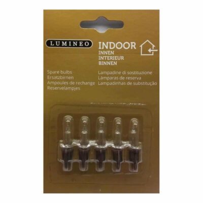 7V 0.7W 500250 Lumineo 5 Pack Clear Replacement Christmas Light Bulbs Push in tab Base