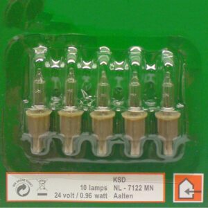 24V 0.96W 500254 Pack of 5 Clear Replacement Bulbs Light Green Push in Base Christmas