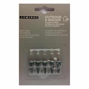 2.4V 0.132W 504002 Lumineo 5 Pack Clear Replacement Christmas Light Bulbs Push in tab Base