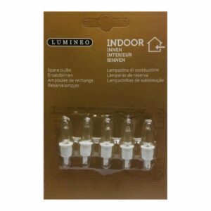 2.5V 0.32W 504993 Lumineo 5 Pack Clear Replacement Christmas Light Bulbs Push in tab Base