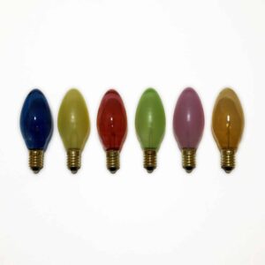 6X Replacement Christmas Light Bulbs 6V 2.4W E10 Multi Coloured Small MES Screw In Cone Shaped Bulbs