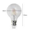 Large Round G80 Globe 80mm LED 4W 240V BC Clear Warm White - Image 2