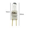 T1 3/4 cm (3.17mm) BI-PINs 5.7mm x 16mm Small Light Bulb (Pack of 5) - Image 2