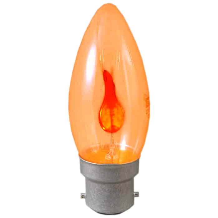 Amber - Flicker Flame Candle 240v 3w - BC BA22D