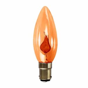 Amber - Flicker Flame Candle 240v 3w - SBC BA15D