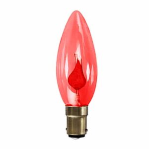 Red - Flicker Flame Candle 240v 3w - SBC BA15D