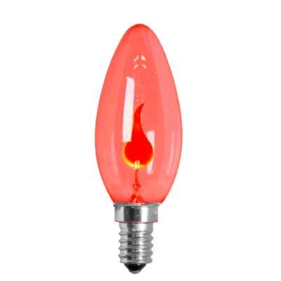 Red - Flicker Flame Candle 240v 3w - SES E14
