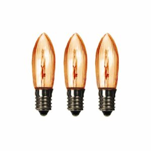 x3 AMBER / ORANGE E10 Small Candle 8V 2W Christmas Bridge Arch Replacement Light Bulbs RF7 Small Screw In MES