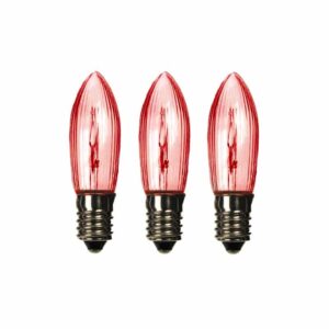 x3 RED E10 Small Candle 34V 3W Christmas Bridge Arch Replacement Light Bulbs RF7 Small Screw In MES