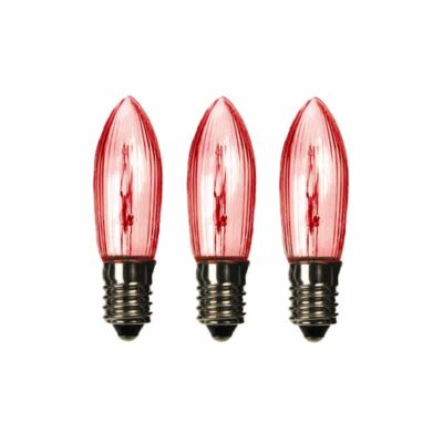 x3 RED E10 Small Candle 55V 3W Christmas Bridge Arch Replacement Light Bulbs RF7 Small Screw In MES