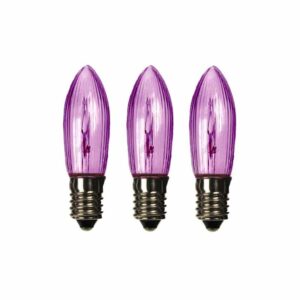 x3 VIOLET / PURPLE E10 Small Candle 14V 3W Christmas Bridge Arch Replacement Light Bulbs RF7 Small Screw In MES