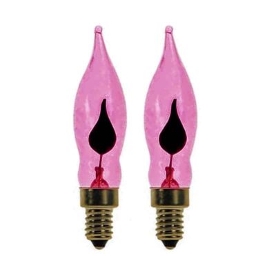 x2 E10 Pink Flicker Flame Effect 1.5W Christmas Candle Bridge Arch Replacement Light Bulbs RF7 Small Screw In 230V MES