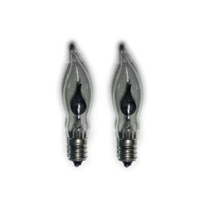 x2 E12 Flicker Flame Effect 1.5W Christmas Candle Bridge Arch Replacement Light Bulbs RF7 Small Screw In 230V MES