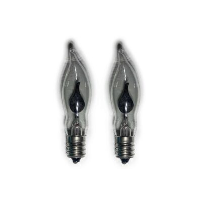x2 E12 Flicker Flame Effect 1.5W Christmas Candle Bridge Arch Replacement Light Bulbs RF7 Small Screw In 230V MES