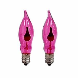 x2 E12 Pink Flicker Flame Effect 1.5W Christmas Candle Bridge Arch Replacement Light Bulbs RF7 Small Screw In 230V MES