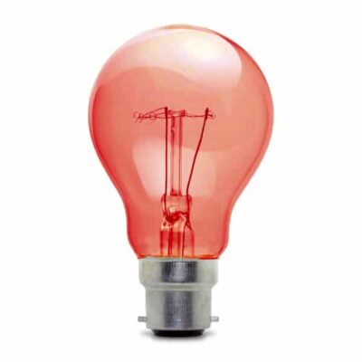 Red Fireglow GLS General Household Incandescent Light Bulb 240v - BC