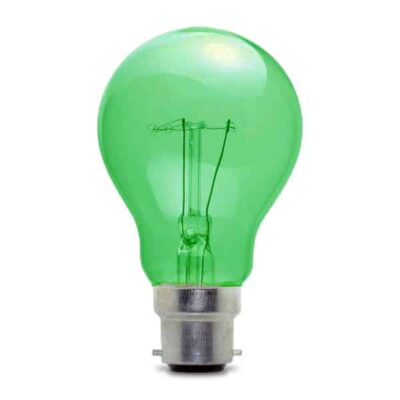 Green GLS Incandescent Light Bulb 110v - BC