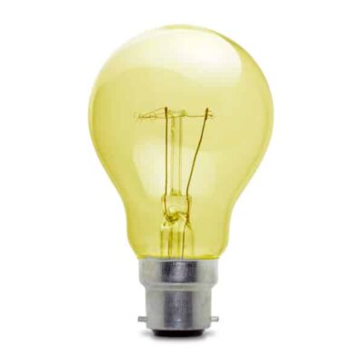 Yellow GLS Incandescent Light Bulb 110v - BC