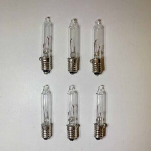 12V E5 LES Lilliput 6 Pack Clear Replacement Christmas Light Bulbs Screw in Base