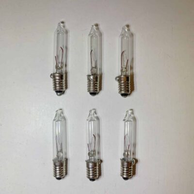 6V E5 LES Lilliput 6 Pack Clear Replacement Christmas Light Bulbs Screw in Base