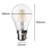 Clear Glass - Warm White 2700K Filament LED Round GLS Household Light Bulb 240v - BC B22D - Image 2