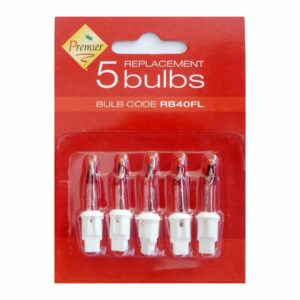 10V 1.2W RB40FL Pack of 5 Flasher Replacement Christmas Light Bulbs White Push in Base