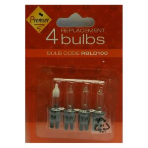 2.4V 0.288W Premier RBLD100 Pack of 4 Replacement Light Bulbs Push in Base Christmas
